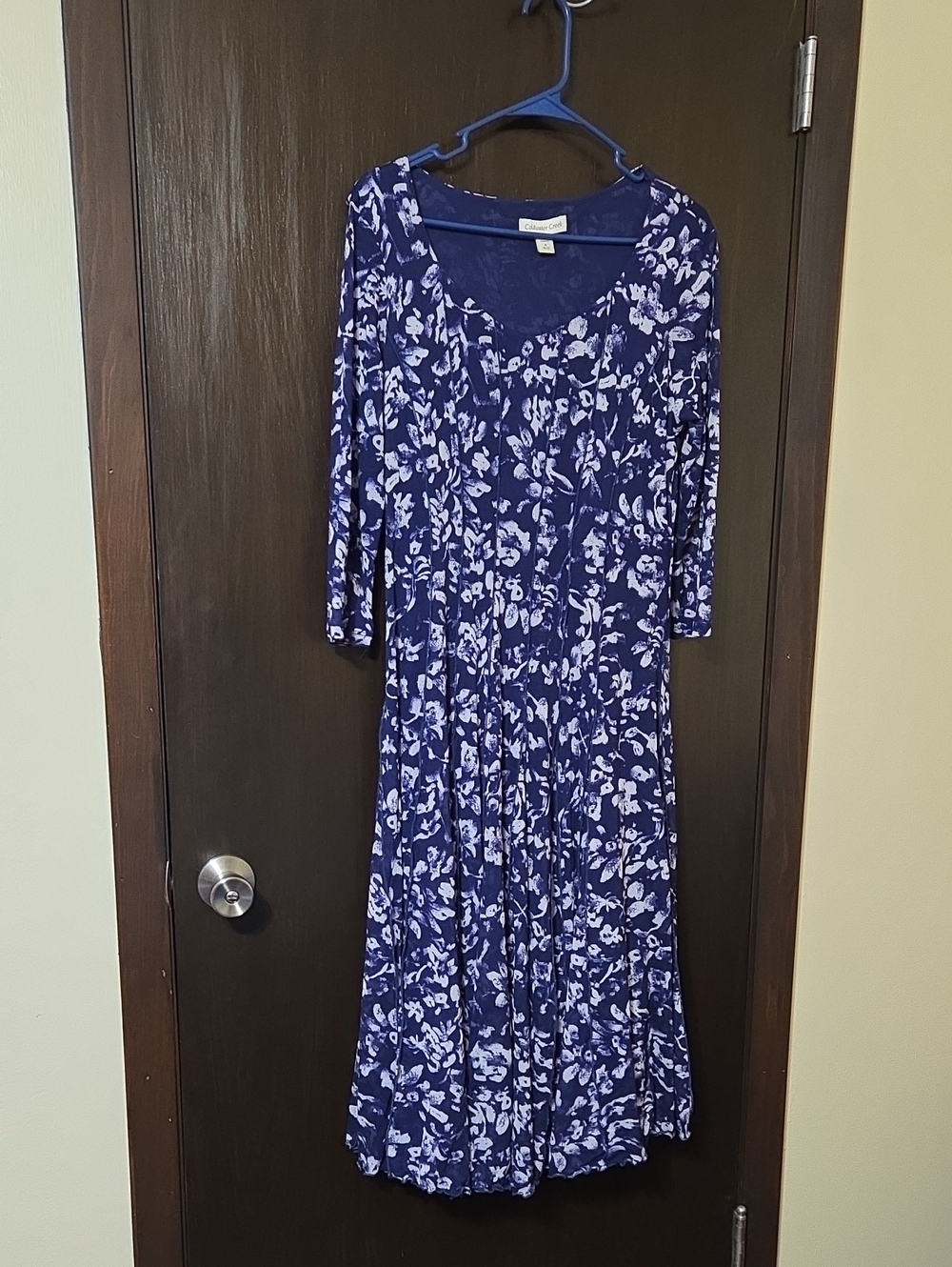 Coldwater Creek dress blue/white with lining size Med.(10-12)